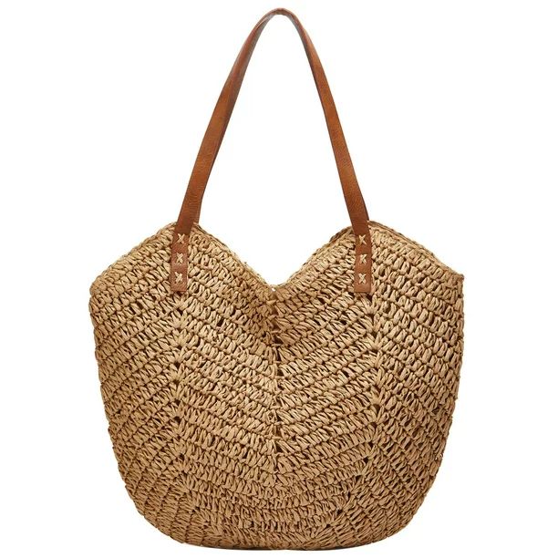 Summer Casual Straw Tote Bag Large Capacity Woman Woven Shoulder Handbag for Summer Beach Vocatio... | Walmart (US)