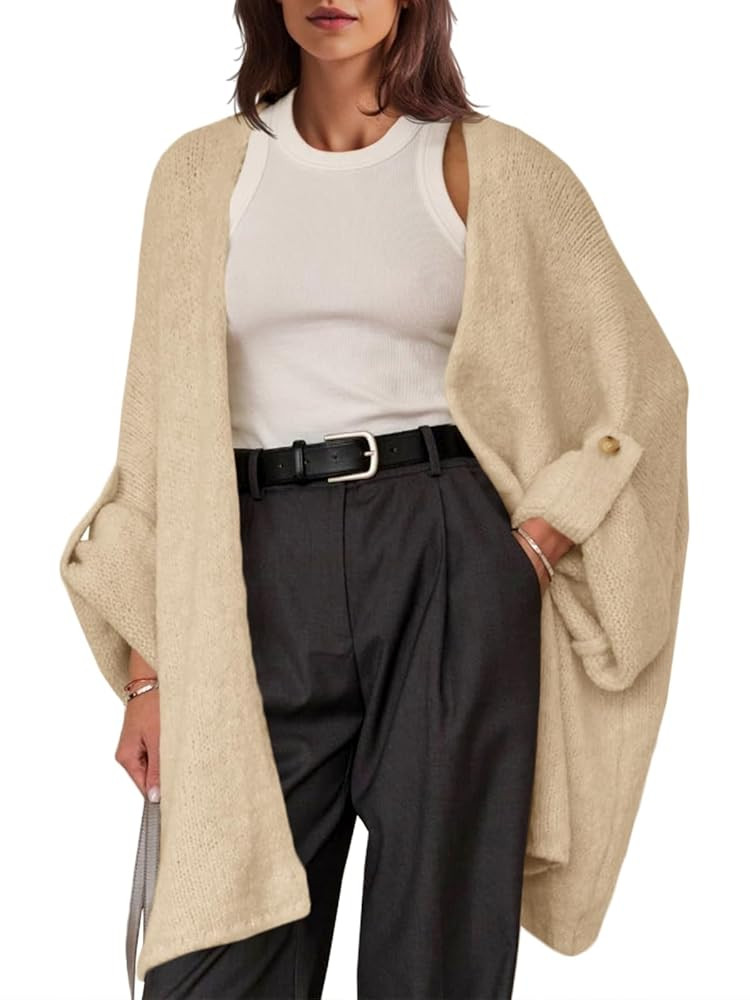 Saodimallsu Womens Oversized Long Cardigan Sweaters Casual Open Front Chunky Knit Slouchy Fall Tr... | Amazon (US)