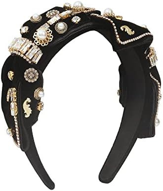 YARN & INK Baroque Velvet Bow Rhinestone Headbands for Women Girls Vintage Bling Wide Hair Access... | Amazon (US)