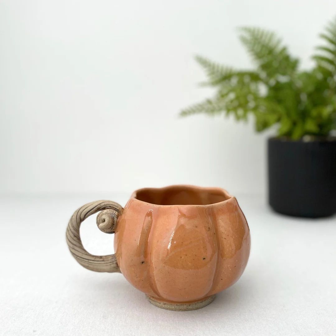 Unique Design Pumpkin Mug, Natural and Retro Seems Pumpkin Coffee Cup, Handmade Ceramic Mug, Uniq... | Etsy (US)