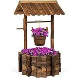 Best Choice Products Rustic Wooden Wishing Well Planter Outdoor Home Décor for Patio, Garden, Yard w | Amazon (US)