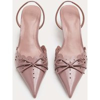 M&S Patent Bow Cut Out Kitten Heel Pointed Slingback Shoes Blush Pink | Marks & Spencer (UK)