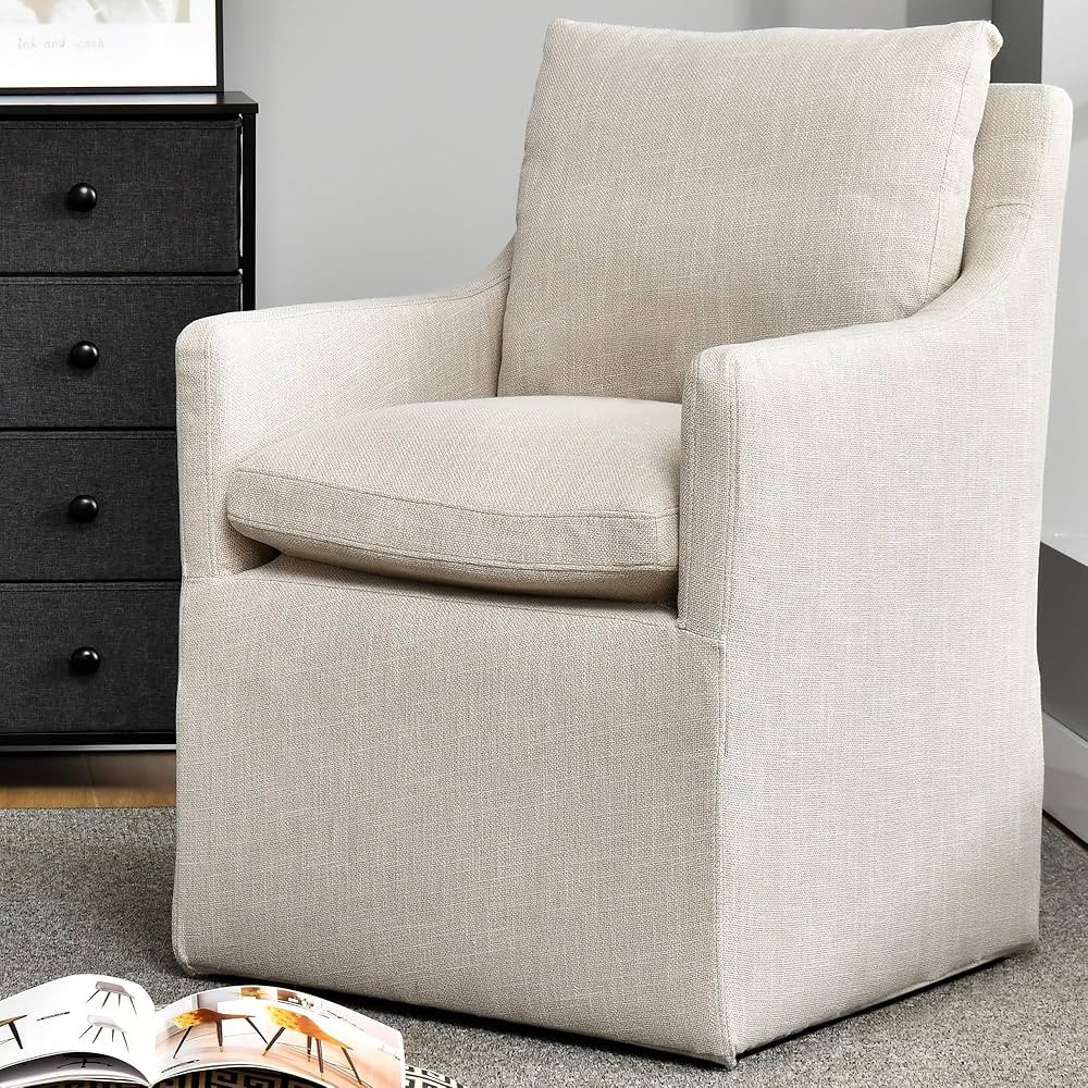 DUHOME Upholstered Dining Chair,Linen Accent Chair for Living Room,Single Sofa Chair with 4 Caste... | Amazon (US)
