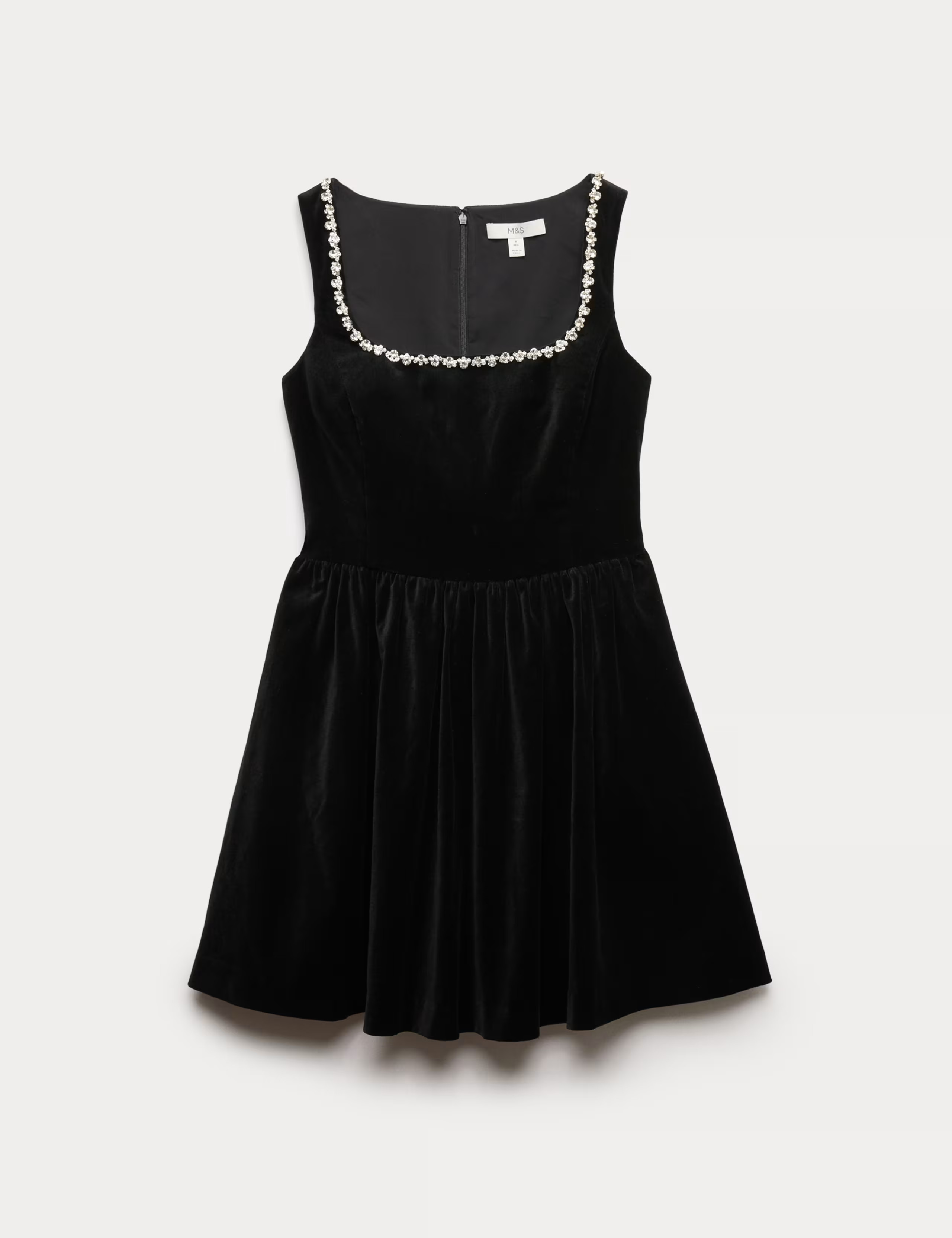 Cotton Rich Velvet Embellished Mini Skater Dress | Marks & Spencer (UK)