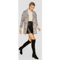 Karierter Mantel mit fallenden Ärmeln Ecru | Stradivarius DE