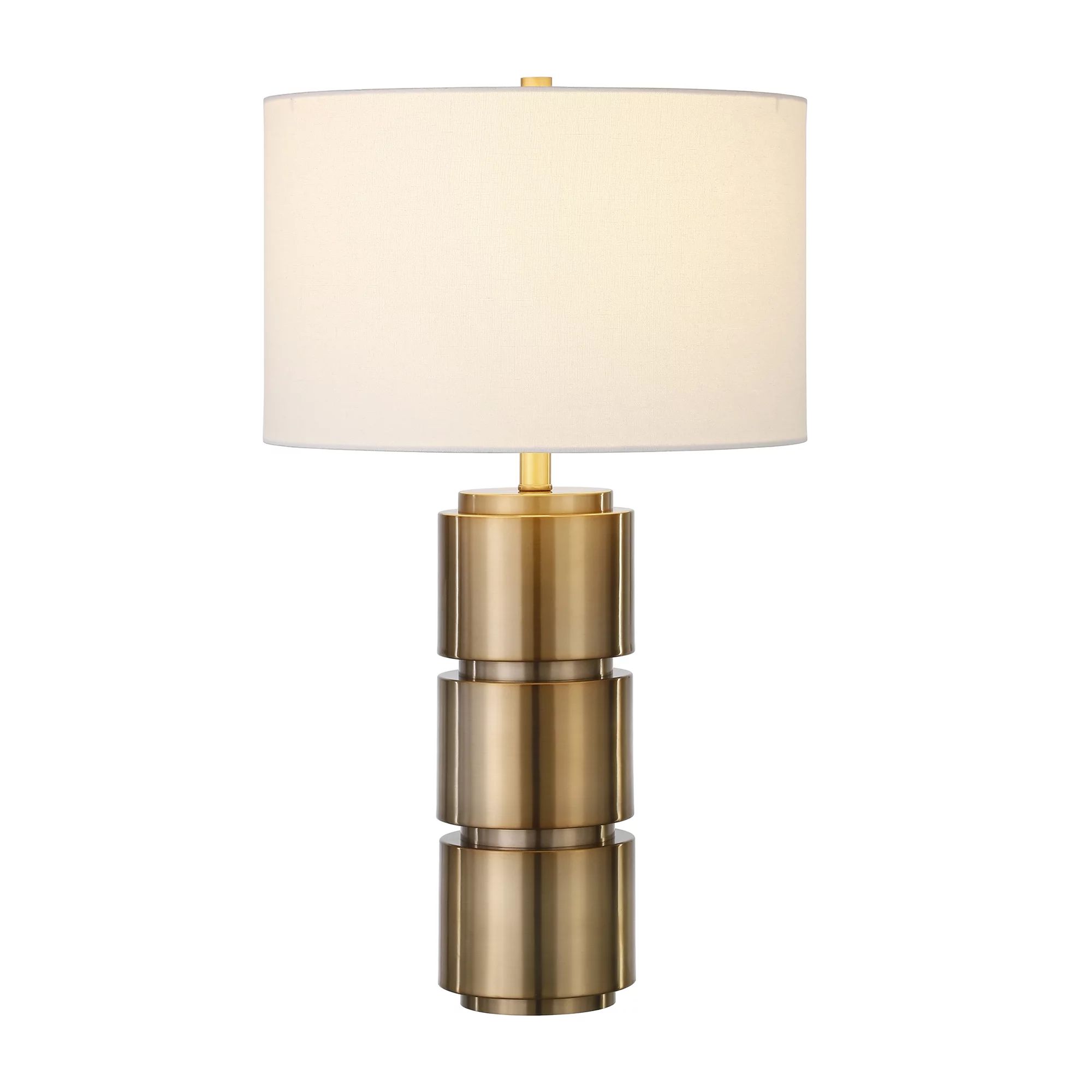 Evelyn&Zoe Campbell Mid Century Modern Stacked Metal Table Lamp, Brass | Walmart (US)