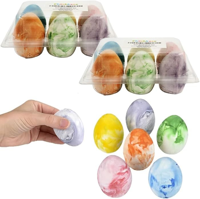 12-Pack Easter Marbelized Egg Chalk, Sidewalk Chalk for Kids, Easter Basket Stuffers Gifts Filler... | Amazon (US)