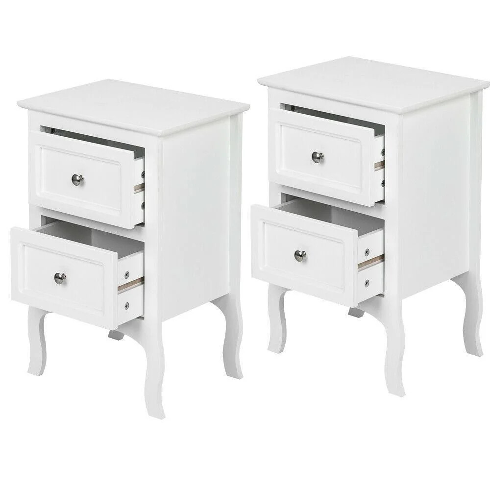 YUONAO 2-Drawer Nightstand for Bedroom – Small White Bedside Table with Storage, Perfect for Do... | Walmart (US)