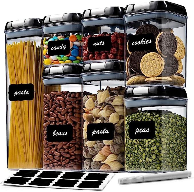7 Pc Airtight Food Storage Container Set - Kitchen & Pantry Organization Containers - Labels & Ch... | Amazon (US)