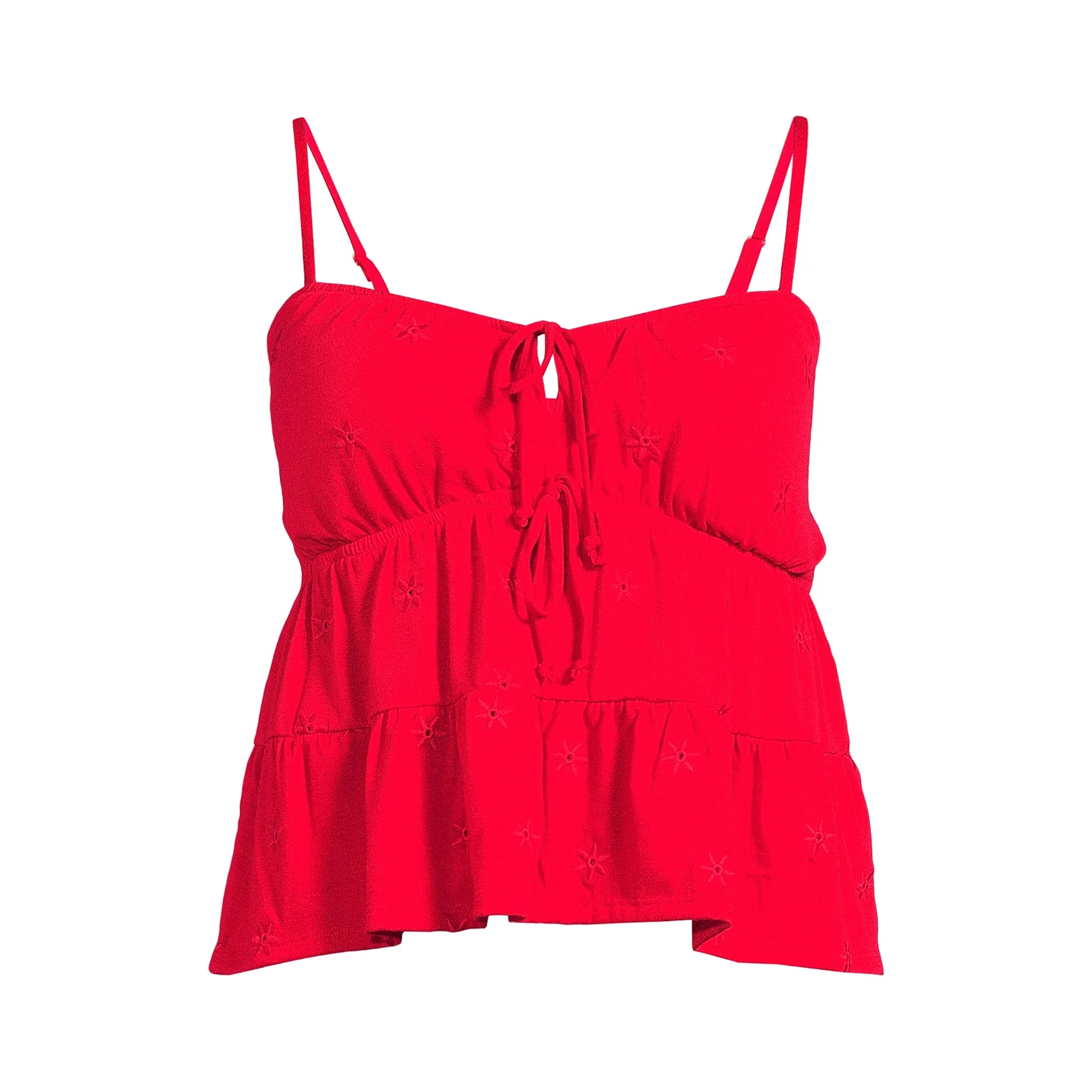 No Boundaries Juniors Knit Eyelet Tank Top, Sizes XS-XXXL | Walmart (US)