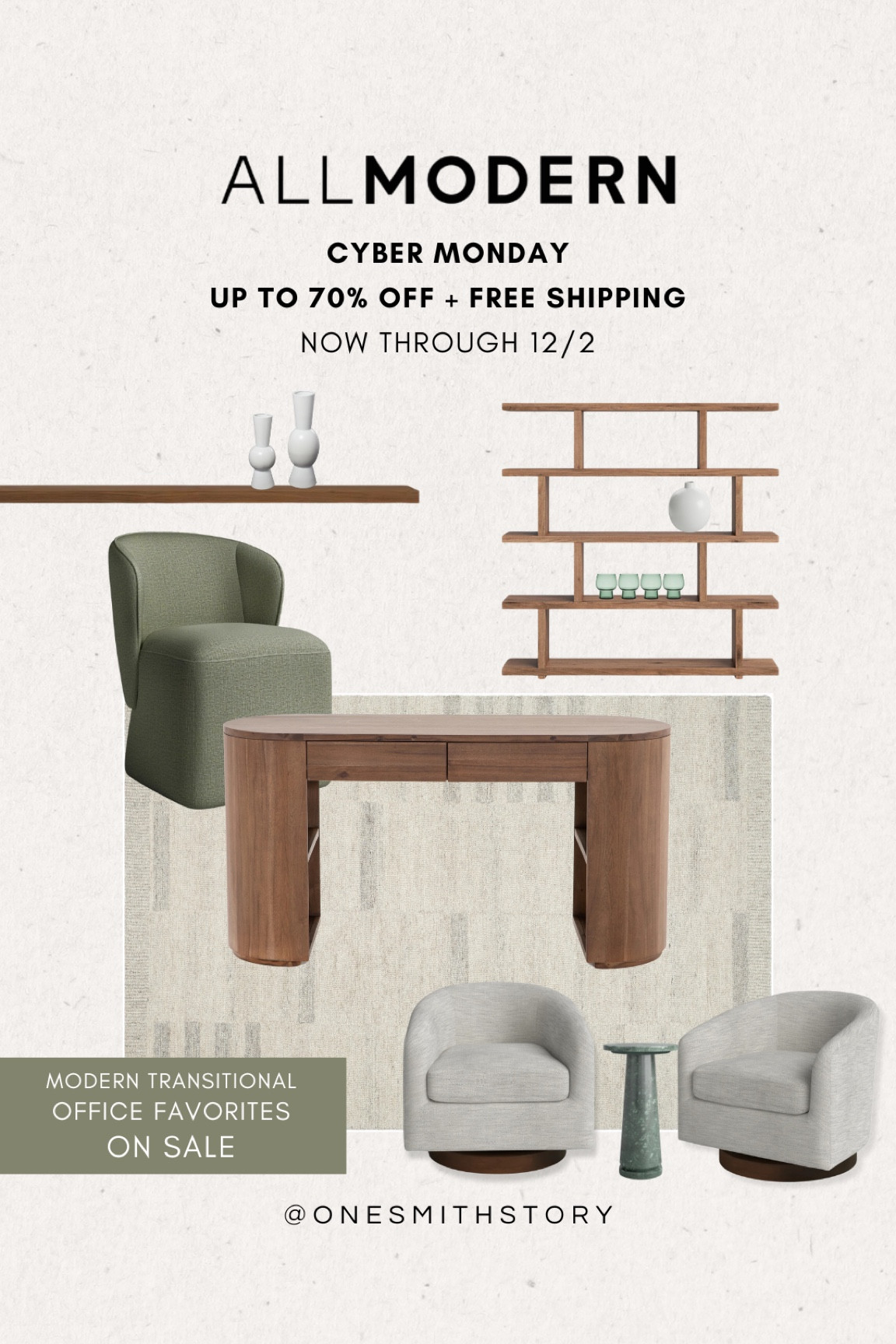 Cozy organic modern office vibes, please! I’m loving this modern desk, swivel chairs and streamlined storage for an office space. All up to 70% off, plus free shipping for AllModern’s Black Friday Sale!

@allmodern #allmodernpartner #modernmadesimple


#LTKSaleAlert #LTKHome #LTKCyberWeek