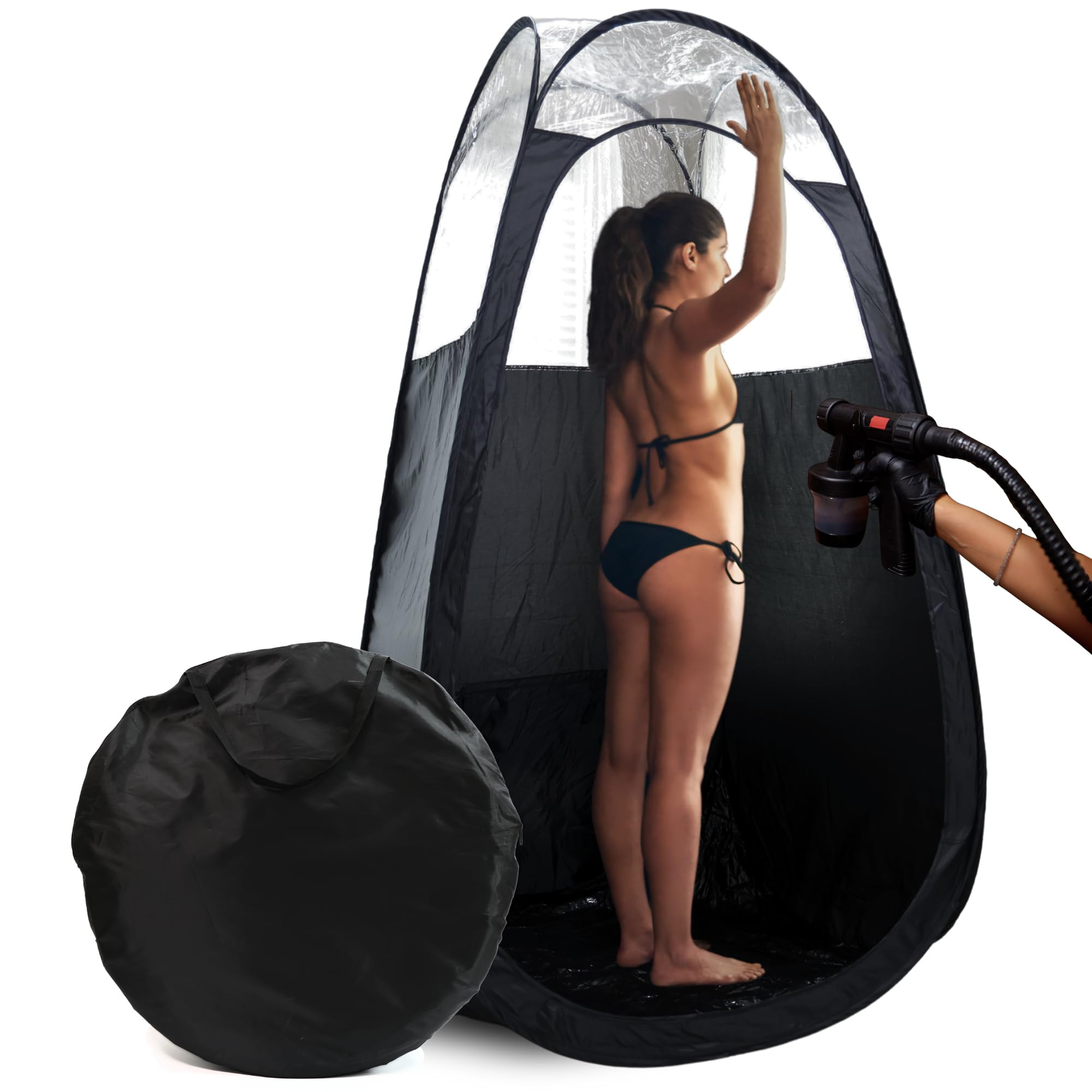 Large Spray Tan Tent – Deluxe Pop Up Tent Portable Tanning Booth with Carry Case – Clear Wind... | Amazon (US)