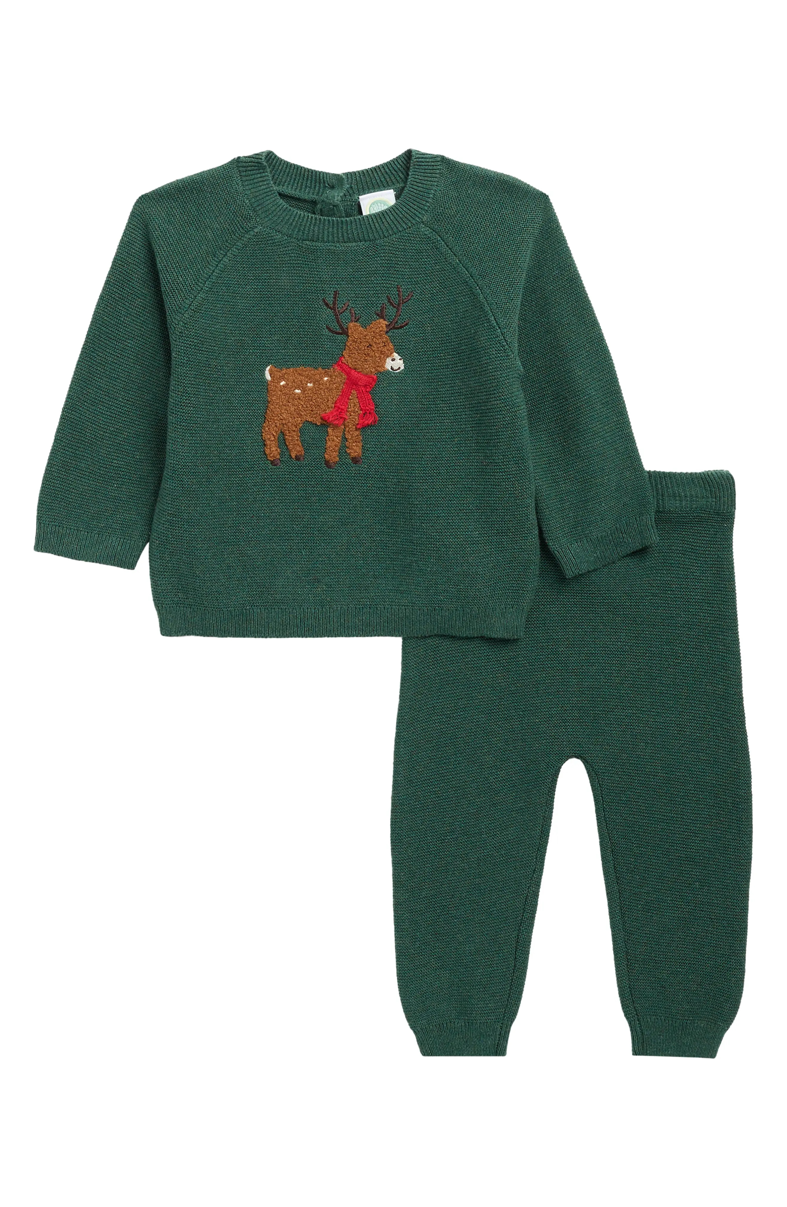 Little Me Reindeer Sweater & Joggers Set in Green at Nordstrom Rack, Size 3M | Nordstrom Rack