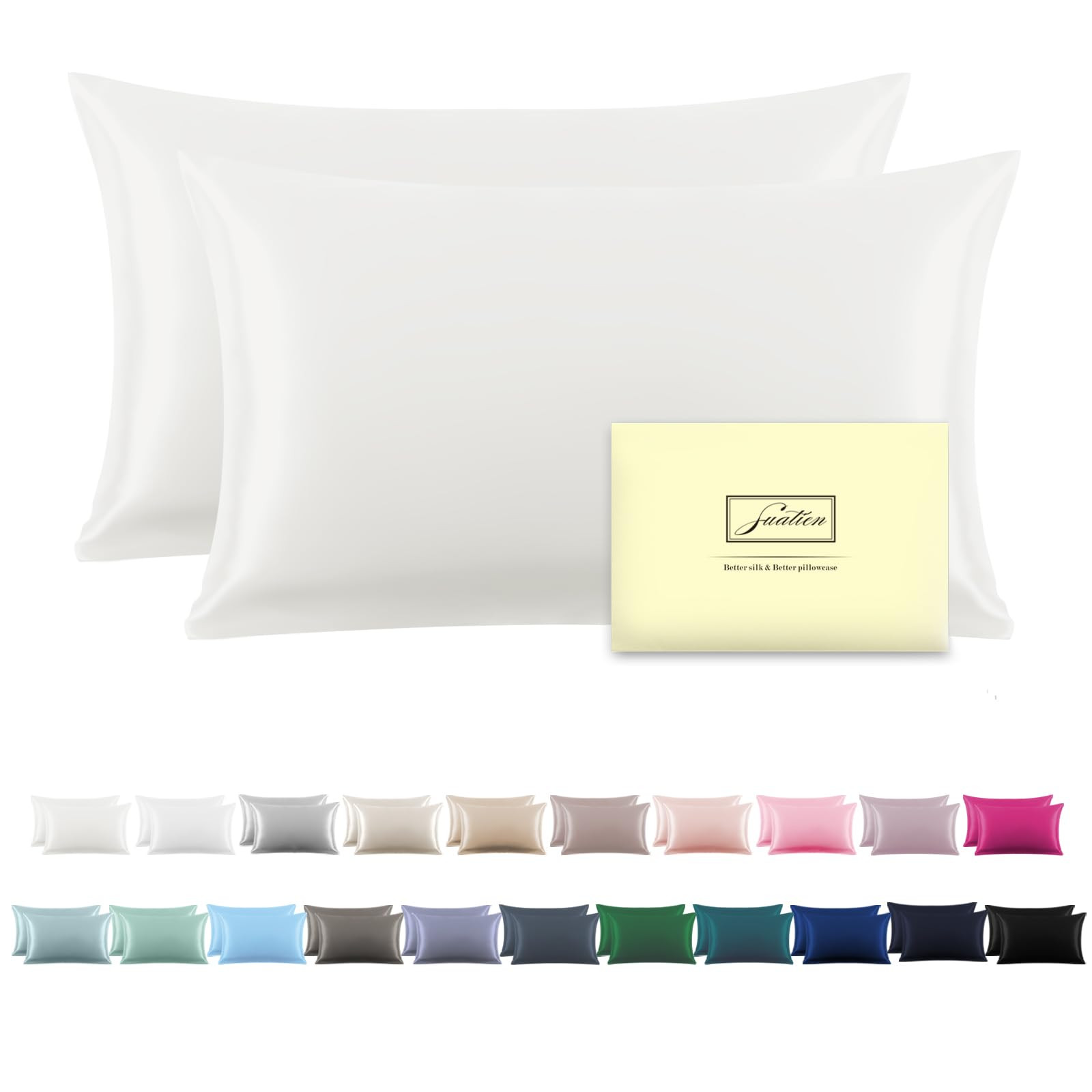 Silk Pillow Cases 2 Pack Soft Breathable and Sliky Standard Size Pillow Cases Set of 2,Natural Mu... | Amazon (US)