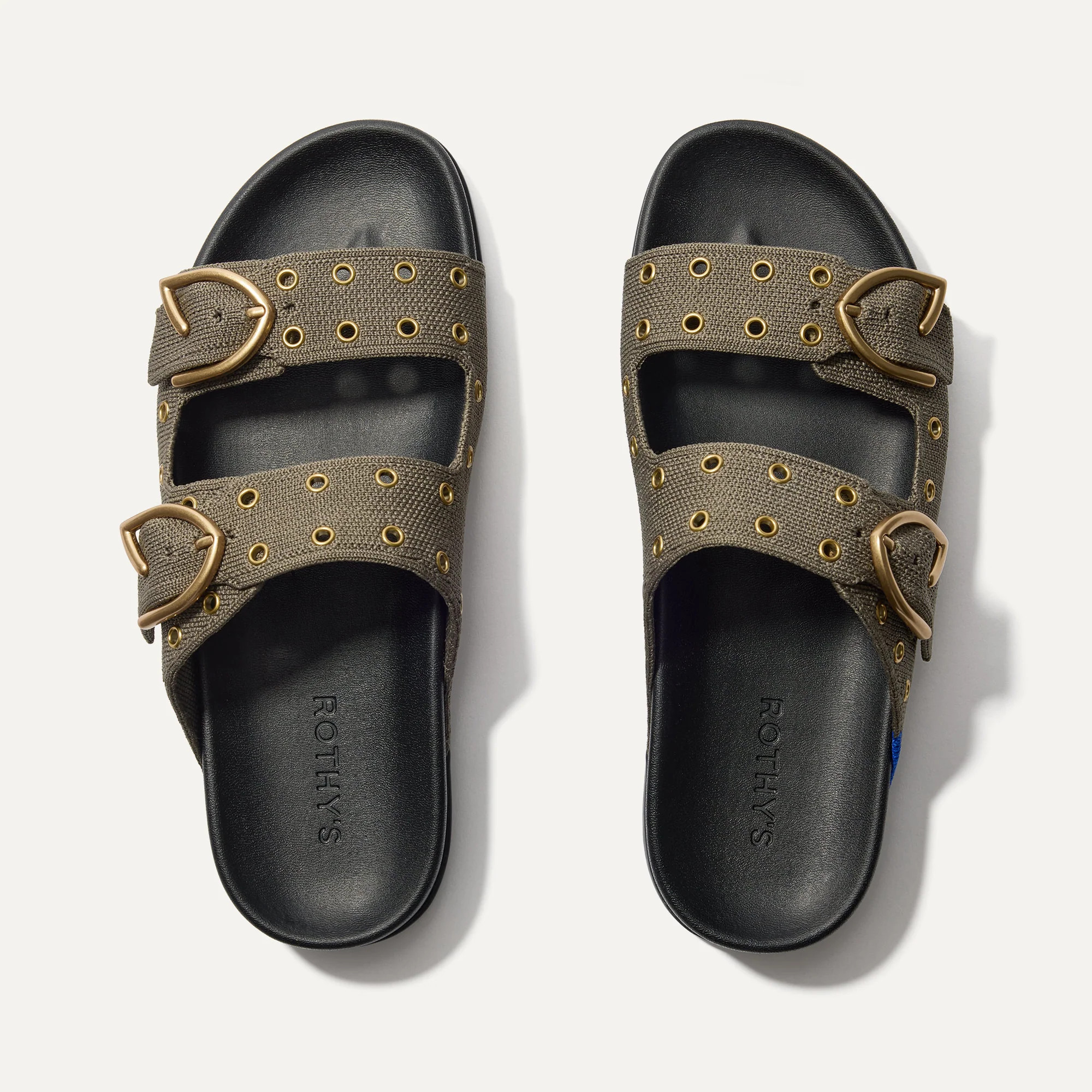 The Buckle Slide in Eyelet Safari | Women's Sandals | Rothy's | Rothy's