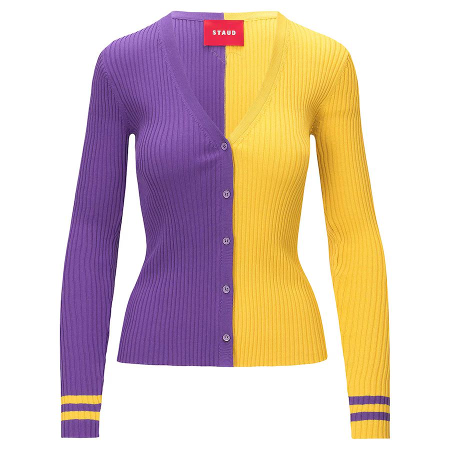 Women's Minnesota Vikings STAUD Purple/Gold Cargo Sweater | NFL Shop