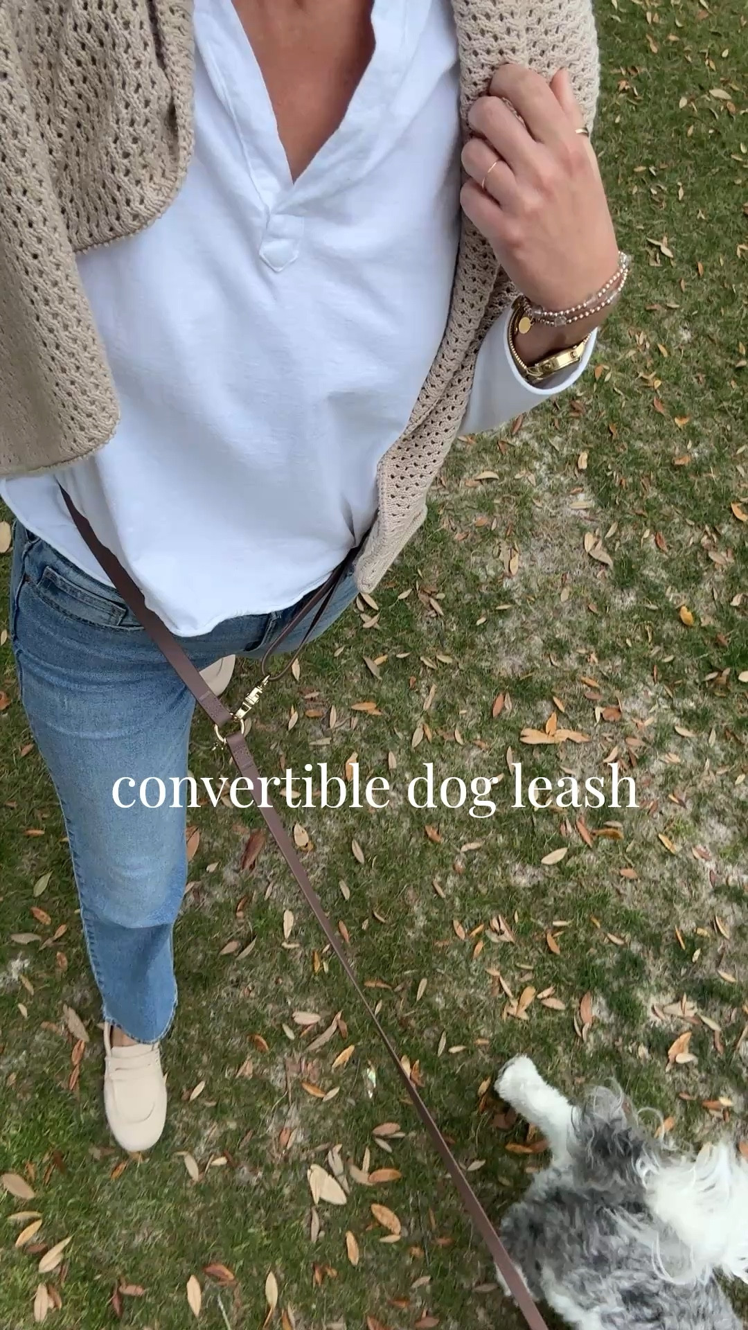 This dog leash convert to a no hands option that I use a lot and it’s great for when I am grabbing the mail!  Small top. 4 regular jeans.  

#LTKgrwm #LTKootd #LTKTall
