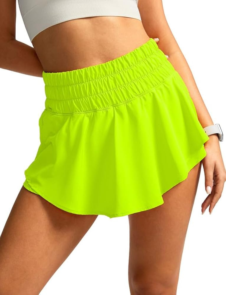 SANTINY Flowy Athletic Shorts for Women High Waisted Running Workout Shorts Ruffle Tennis Skirt S... | Amazon (US)