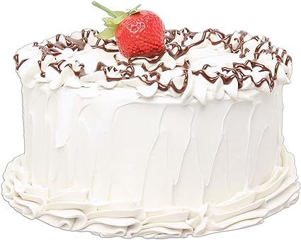 Just Dough It 7" Realistic Vanilla Frosted Cake with Chocolate Drizzle and Strawberry Replica Pro... | Amazon (US)