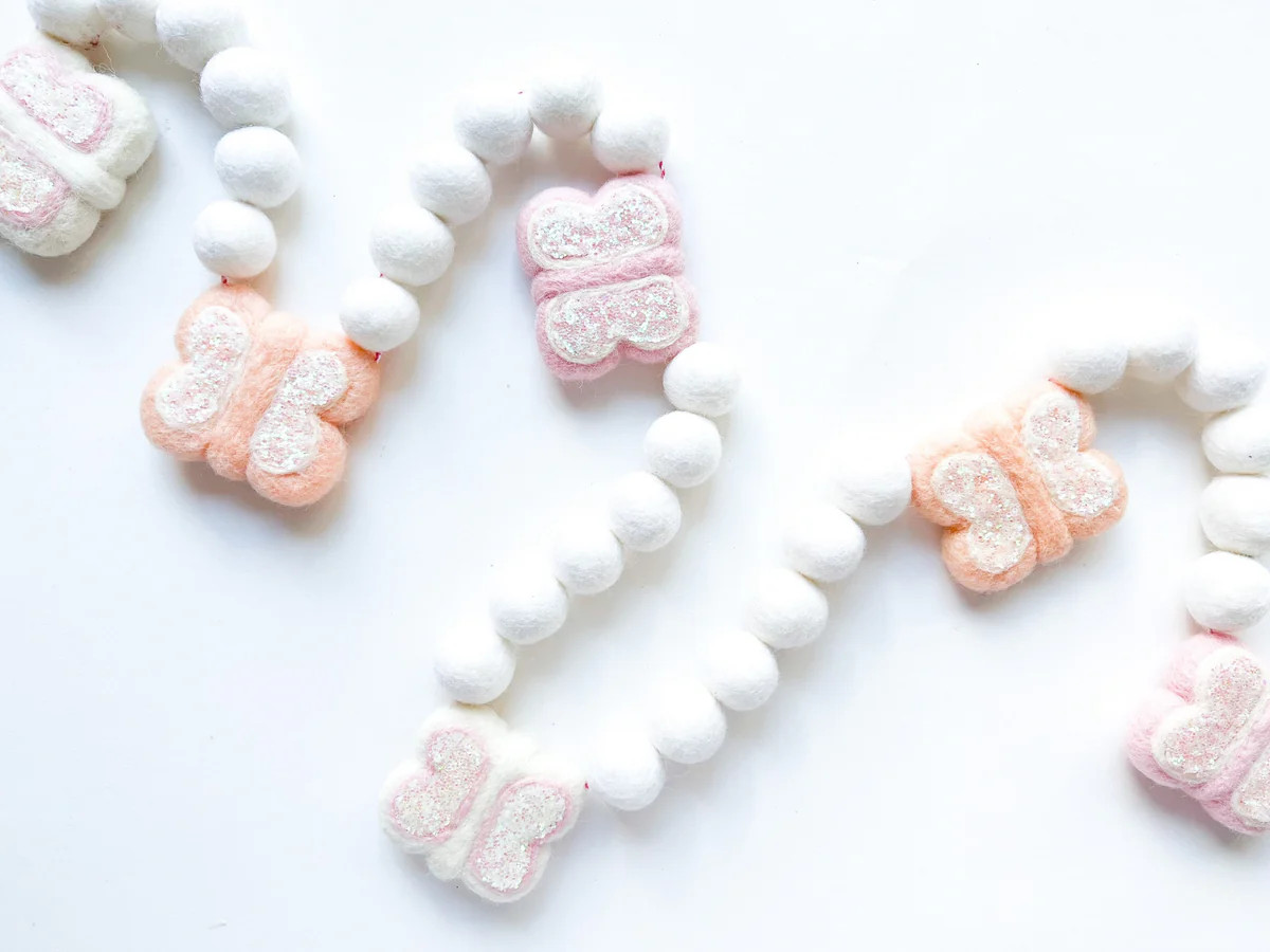 Pastel Glitter Butterfly Garland - Collaboration w/ Opal + Olive | Pearl & Jane