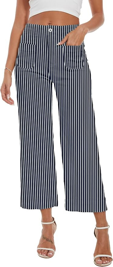Wide Leg Jeans for Women Trendy High Waisted Flare Jeans Cropped Pants Stretchy Baggy | Amazon (US)