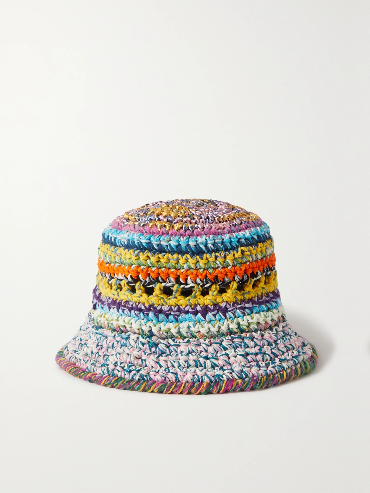 ULTRAVIOLHAT - + Net Sustain Crocheted Organic Cotton And Raffia-blend Bucket Hat - Yellow | NET-A-PORTER (UK & EU)