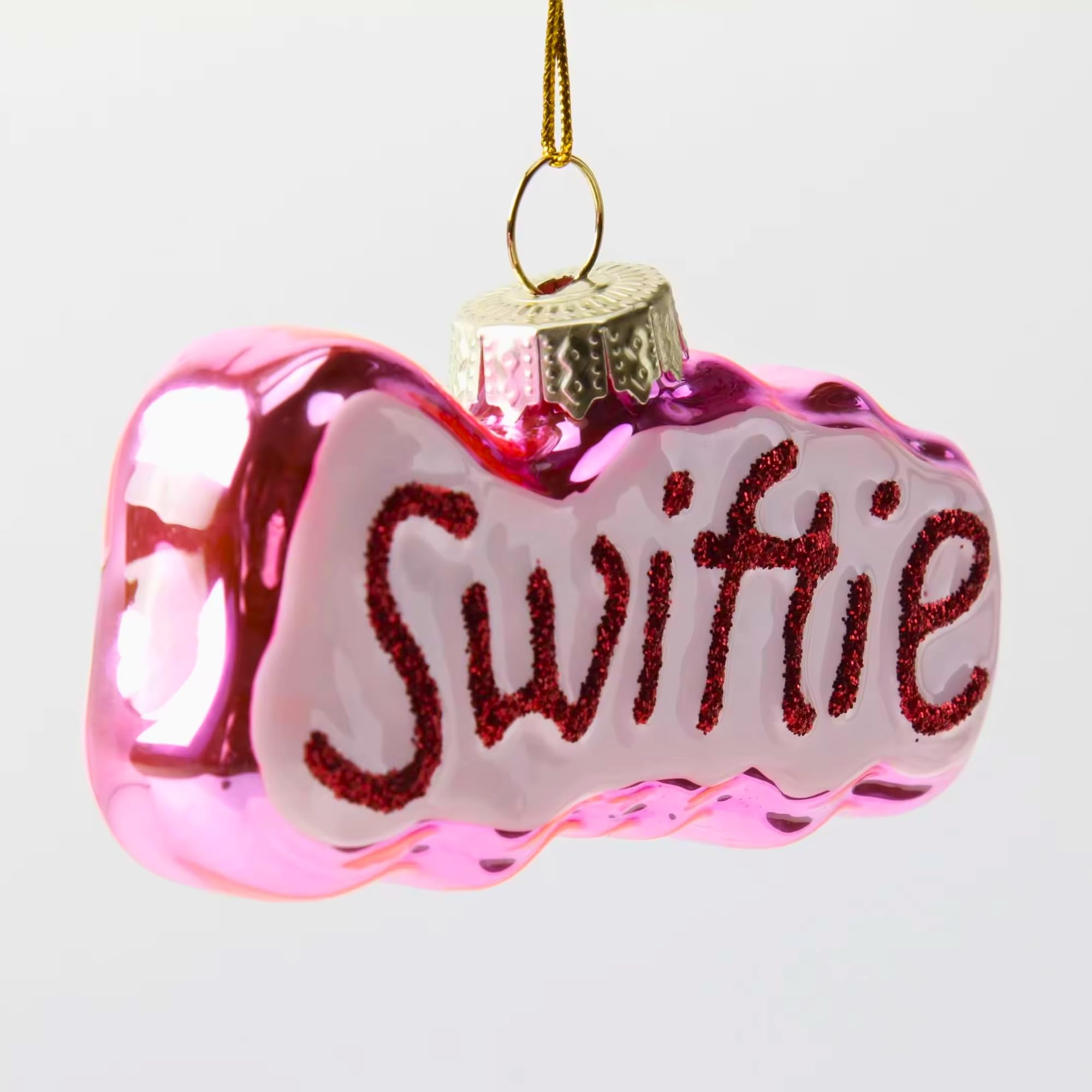 Glass Christmas Tree Ornament, Decorative Gift (Pink with Glitters) | Amazon (US)