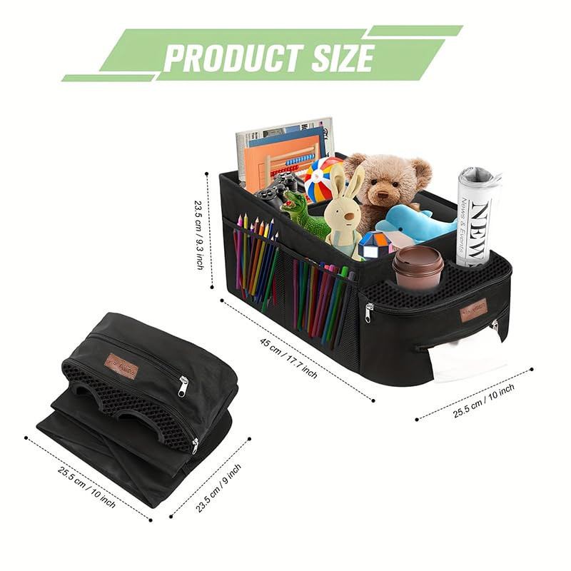 FUNNy elf Car Backseat Organizer for Cars, Collapsible Front Seat Organizer with 4 Cup Holders, S... | Amazon (US)