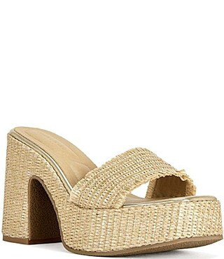 Azalea Wang Aniket Woven Block Heel Platform Slide Sandals -  11 | Dillard's