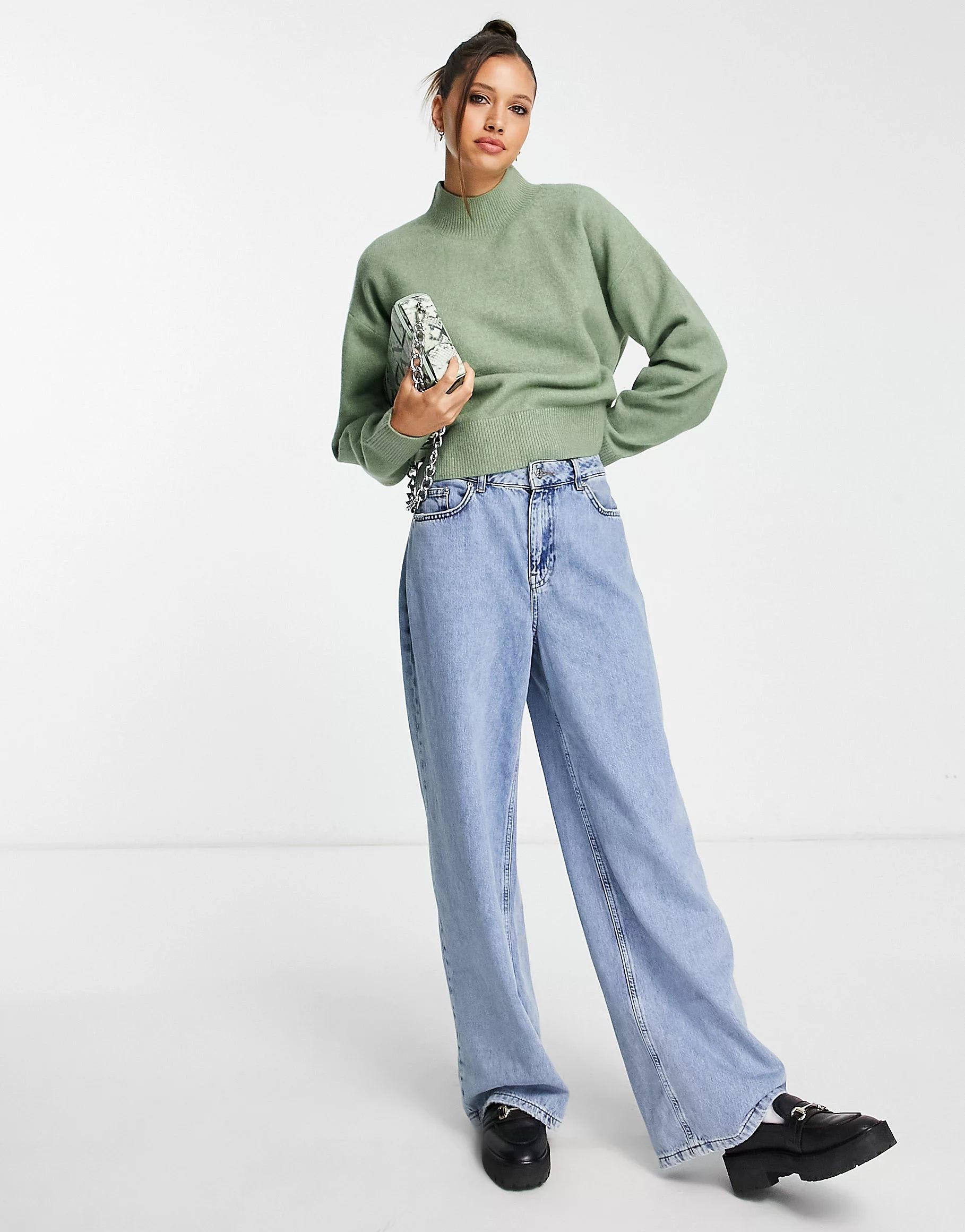 & Other Stories mock neck sweater in dusty green | ASOS (Global)