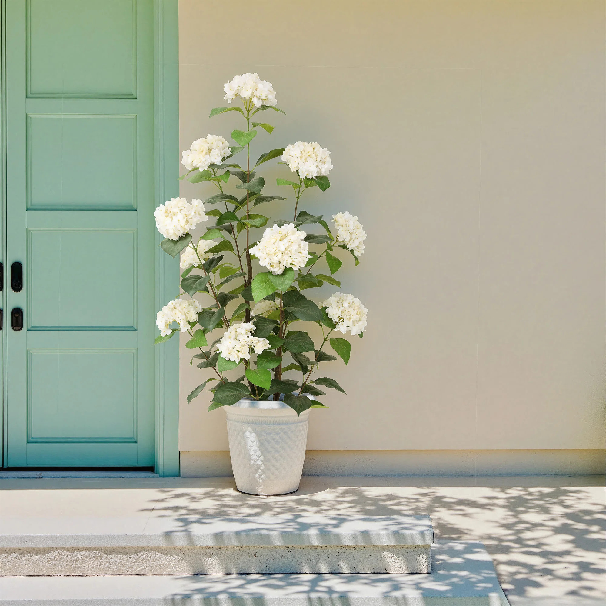 Artificial Hydrangea Tree with Black Pot, White Faux Hydrangea Plant with Realistic Petals & Leav... | Wayfair North America