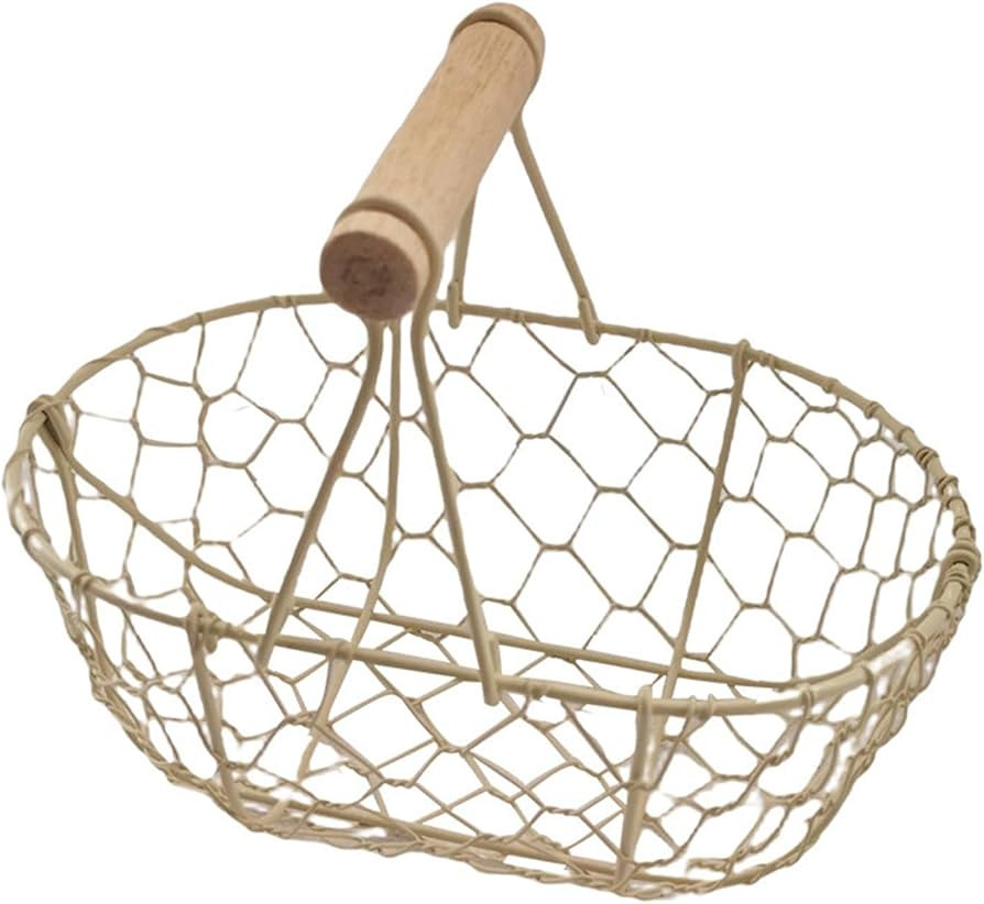 Maritown Small Metal Wire Egg Basket with Wooden Handle | Amazon (UK)