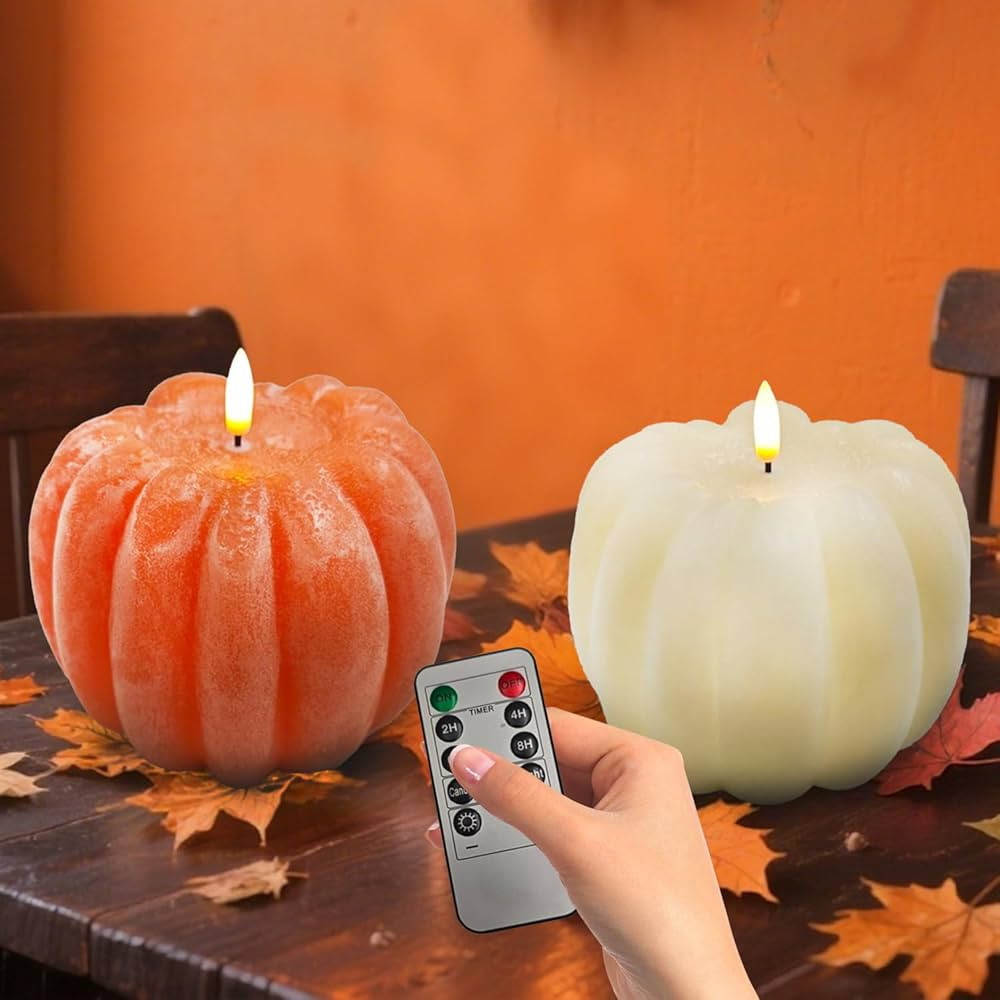 Fall Decor, Fall Decorations for Home - Flameless Pumpkin Candle with Timer Remote - Room Bedroom... | Amazon (US)