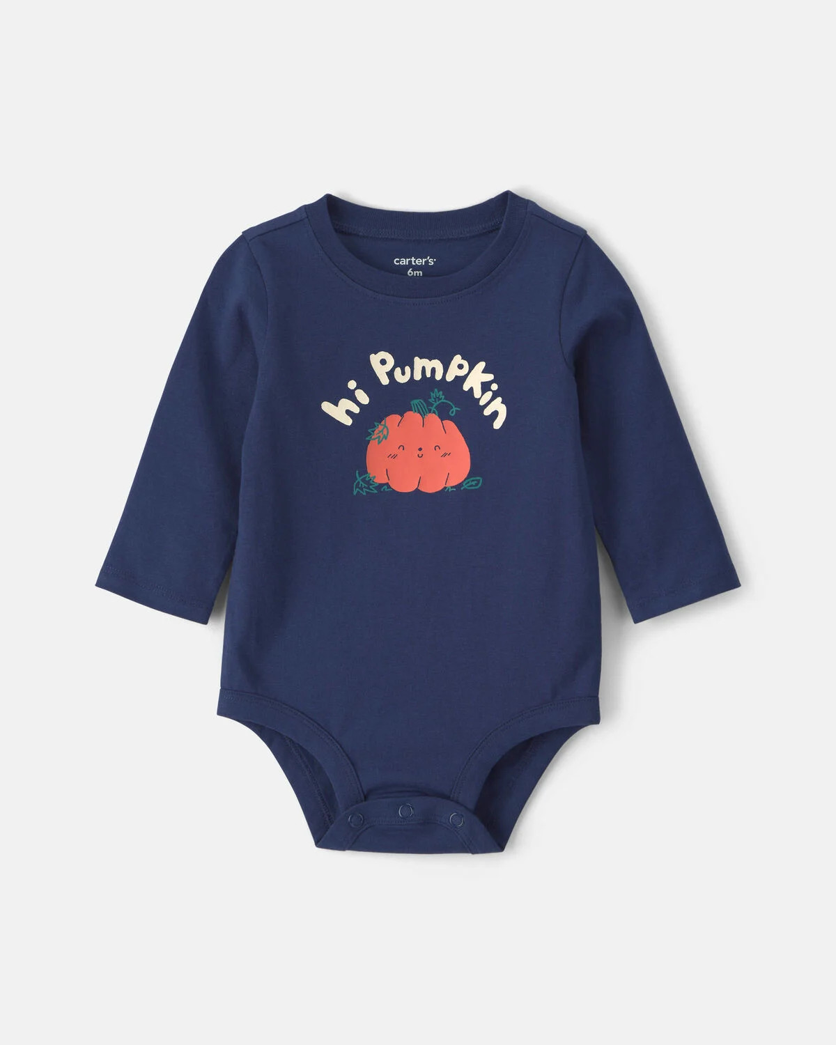 Baby Boy 'Hi Pumpkin' Long-Sleeve Graphic Bodysuit - Navy Blue | Carter's | Carter's Inc