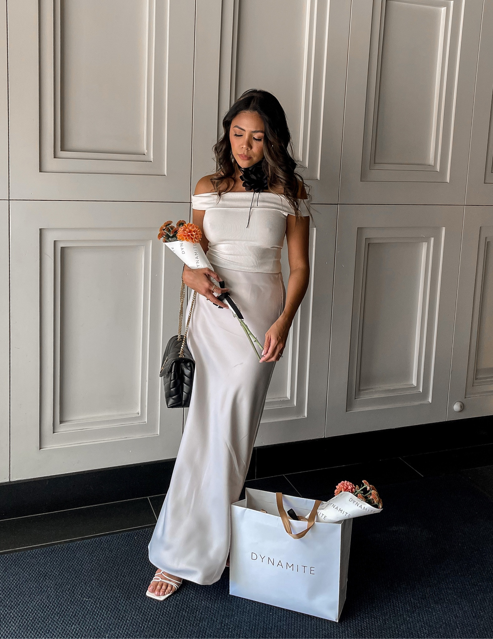 All white chic outfit | Silk skirt | Over the shoulder top 

#LTKstyletip #LTKunder100 #LTKunder50