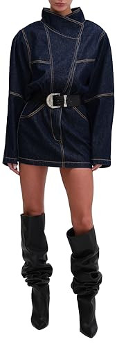 Ronny Kobo Women's Maddix Denim Mini Dress, Darkwash Blue, X-Small | Amazon (US)