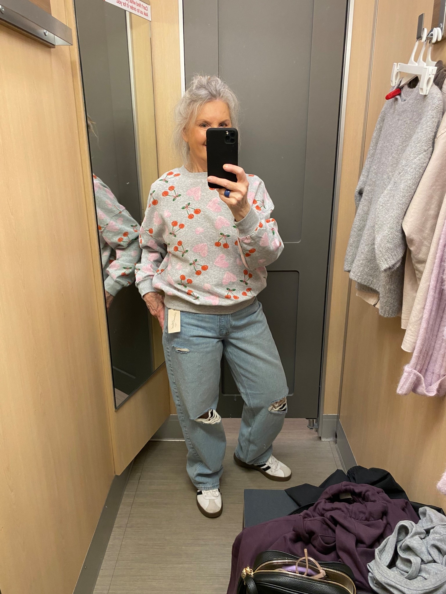 This sweet sweatshirt came home with me, who doesn’t love cherries 🍒 & hearts!! ❤️ tts wearing medium 

#LTKOver40