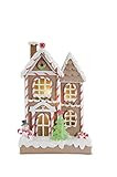 K&K Interiors 54436A 13 Inch Glittered White Frosted LED Gingerbread House w/Snowman and Tree | Amazon (US)