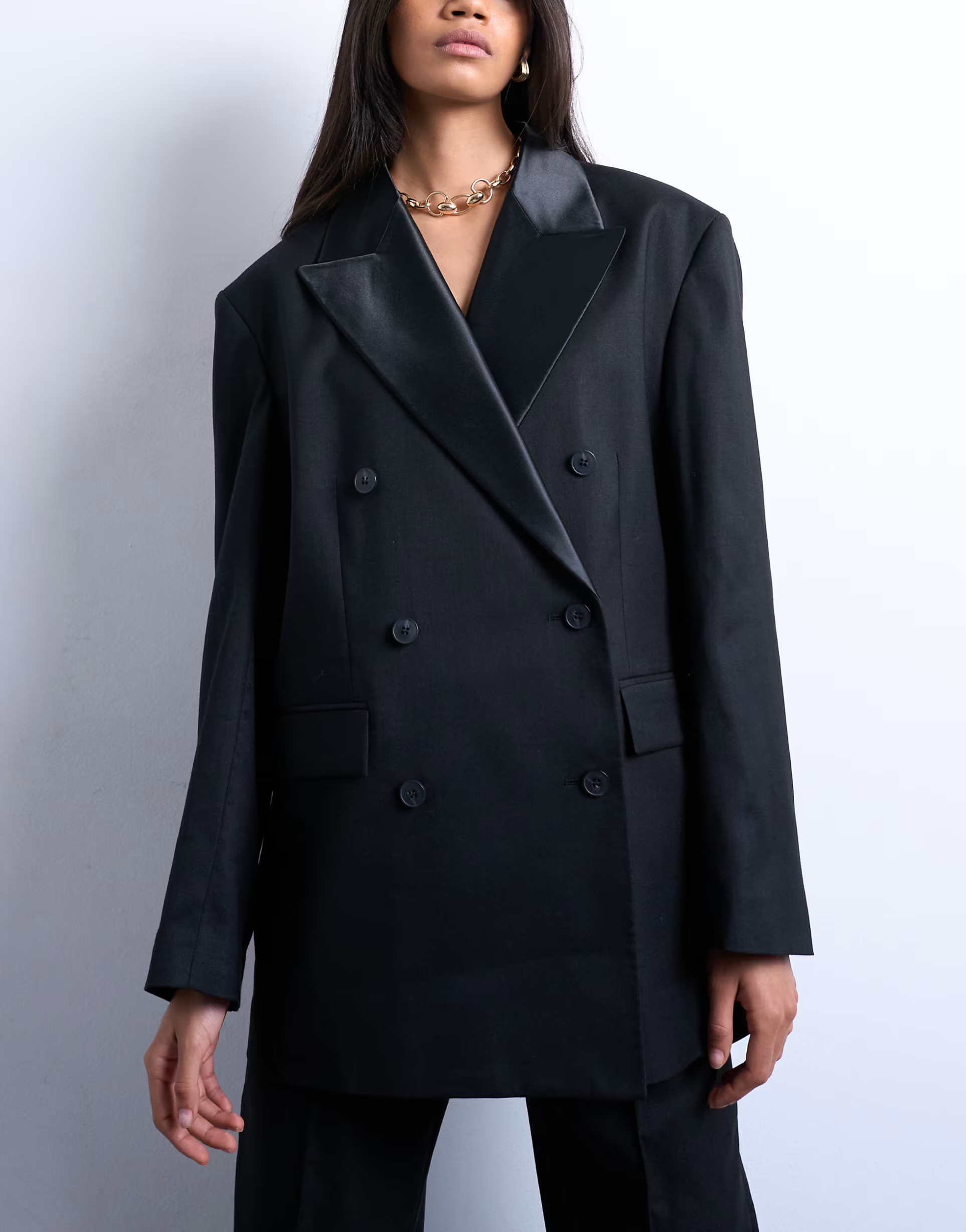 Topshop 6 button double breasted tuxedo suit blazer in black - part of a set | ASOS (Global)