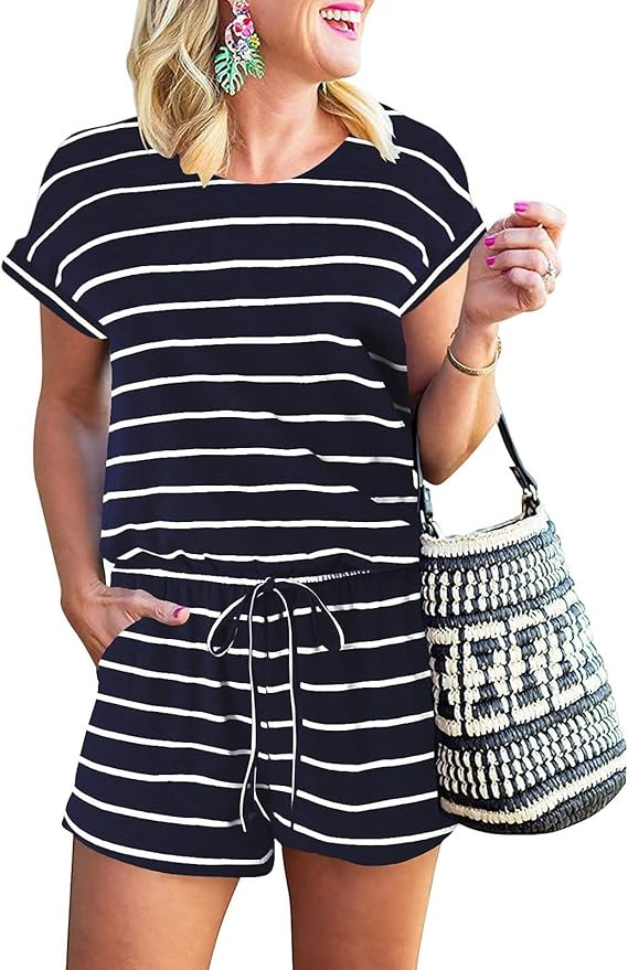 ANRABESS Rompers for Women Summer 2025 Casual Dressy One Piece Tshirt Short Pants Jumpsuit Beach ... | Amazon (US)