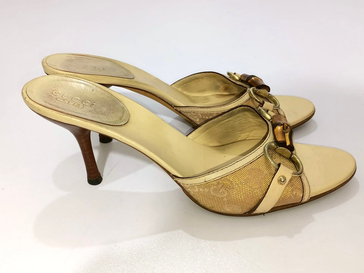 GUCCI BAMBOO HORSEBIT GG CANVAS SLIDES MULES SIZE, EU38, US7.5 | eBay US