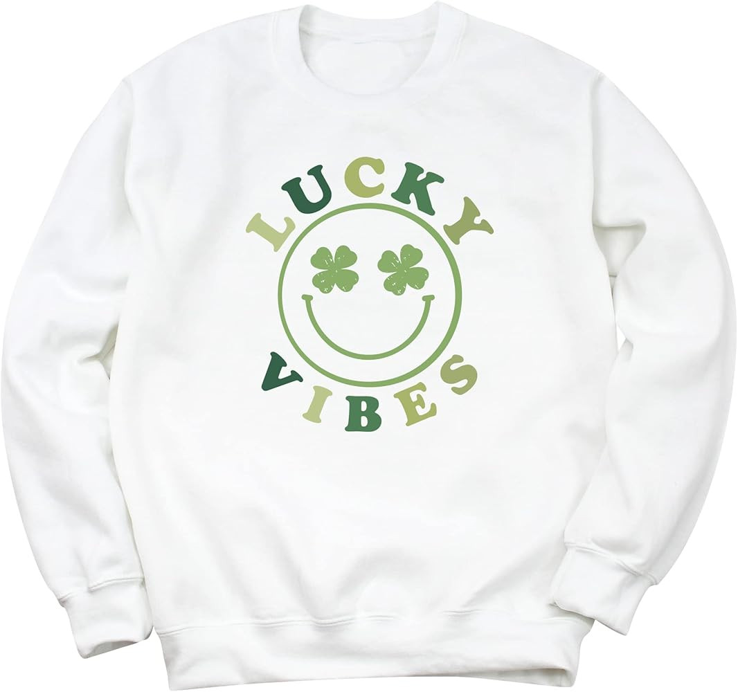 Lucky Vibes Smiley Face St. Patrick's Day Sweatshirt | Amazon (US)