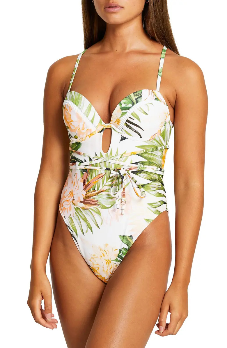Botanical Plunge One-Piece Swimsuit | Nordstrom