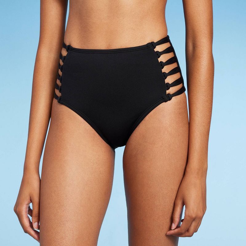 Women's Knot Side High Waist Bikini Bottom - Shade & Shore™ Black | Target