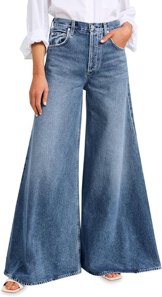 Cicy Bell Womens Baggy Wide Leg Jeans High Waisted Boyfriend Loose Fit Bell Bottom Stretchy Denim... | Amazon (US)