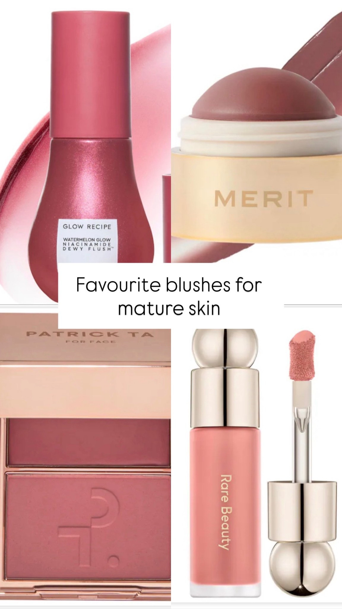 Glow check ✨
Glow Recipe = dewy skincare glow
Patrick Ta Duo = sculpt + glow combo
Merit = natural, barely-there flush
Rare Beauty = bold, pigment-packed pop

Which one are you reaching for? 💕

#blushreview #makeupfavorites #sephorasale #glowyskin #beautyfinds #makeupreels

#LTKbeauty #LTKcanada #LTKsale
