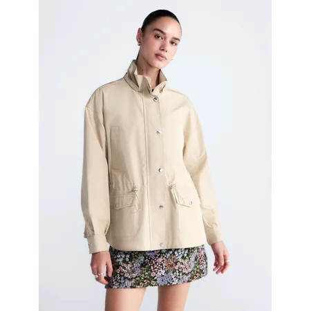 Free Assembly Women's and Women's Plus Cinched Utility Jacket with Hood, Sizes XS-4X | Walmart (US)