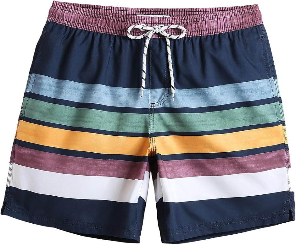 Mens Quick Dry Printed Short Swim Trunks with Mesh Lining Swimwear Bathing Suits | Amazon (US)