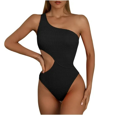 LWZWM Women s One Piece Swimsuits Clearance Swimsuit Sexy One Shoulder Bikini Solid Sexy Hollow Out  | Walmart (US)