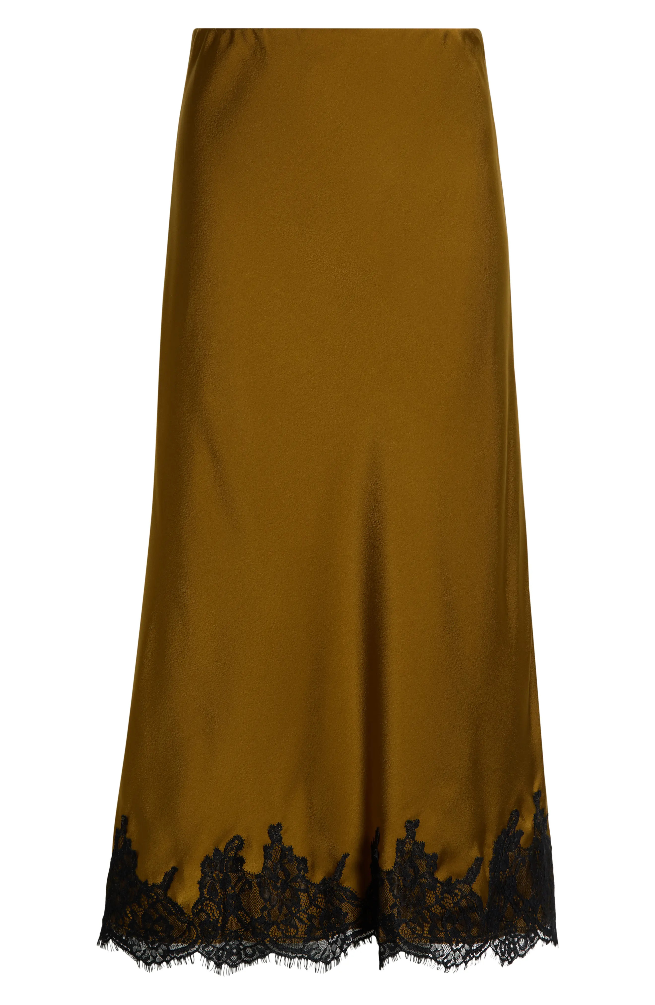 WAYF Vienna Lace Trim Satin Skirt (Women) | Nordstrom | Nordstrom